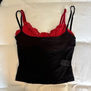 Black and Red Bralette Mesh Crop Top